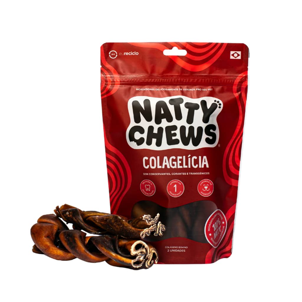 Natty Chews Colagelícia Colágeno Trançado Bovino 2 Unid