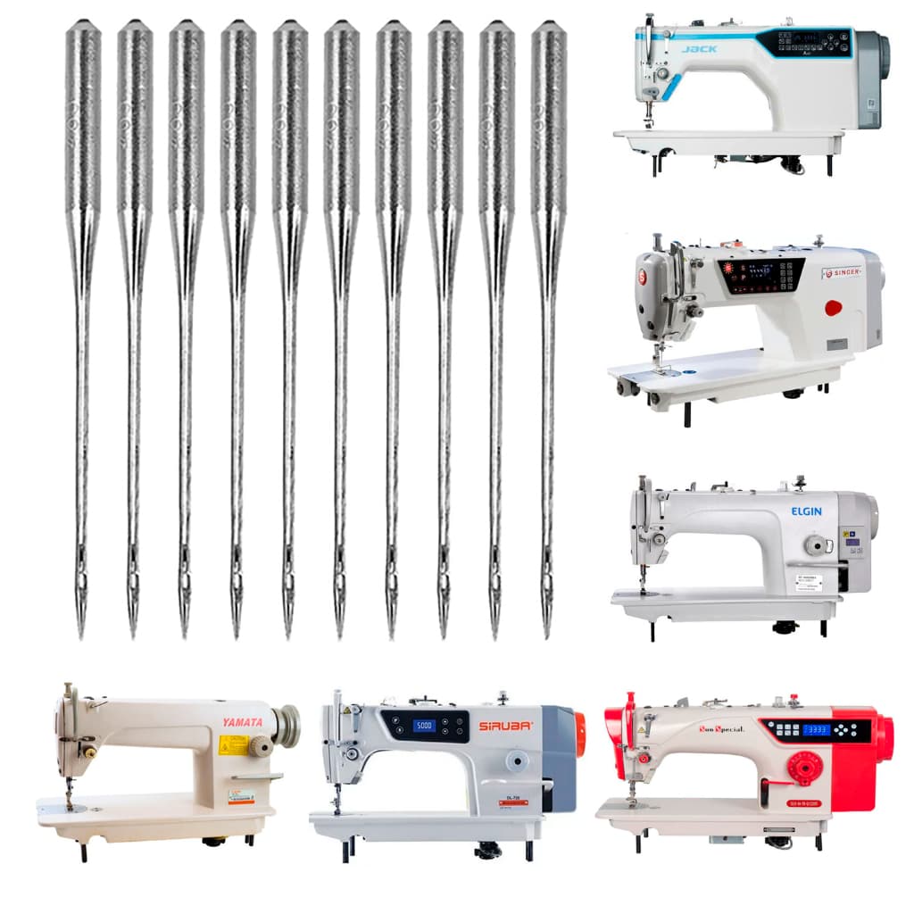Agulha para maquina de costura reta industrial cabo fino, Singer Jack  Yamata 11,12,14,16,18