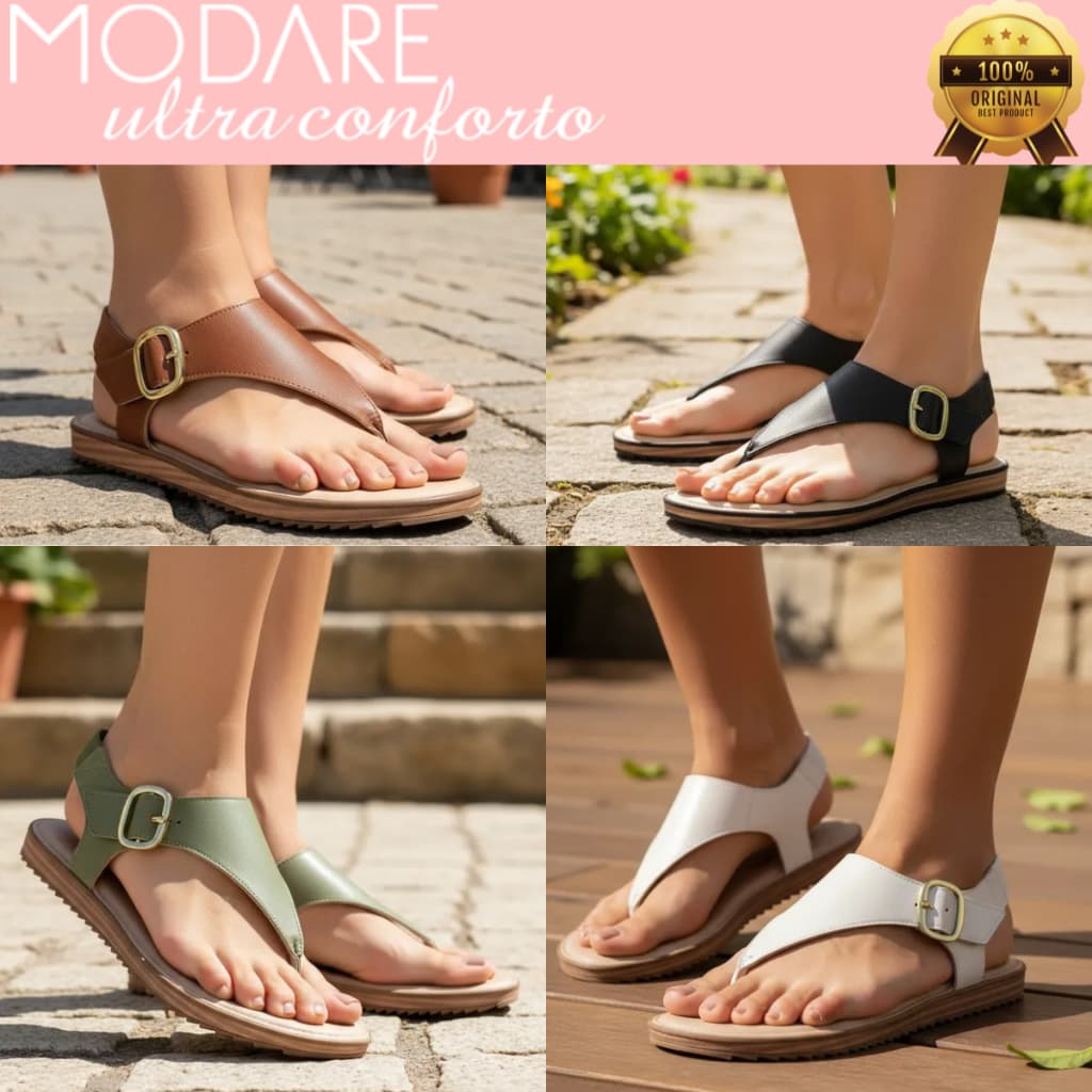 Sandália Feminina Modare Rasteira Dedo Ultraconforto Ortopédica Fivela 7141141 Original