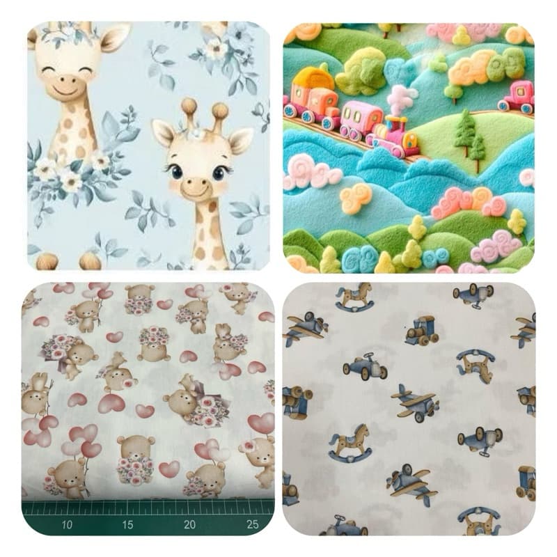 Tricoline digital estampa infantil  - 100% Algodão Estampados e Básicos para costura criativa, enxoval de bebe.