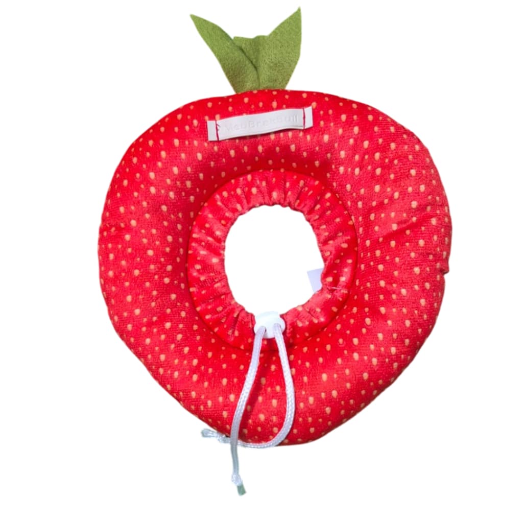Colar Elizabetano para Gatos Tecido Acolchoado Super Macio Morango