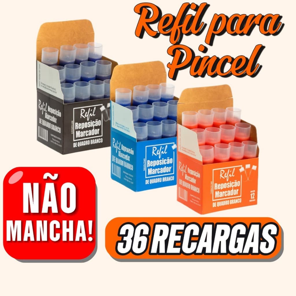 3 Unidades Refil Para Pincel De Quadro Branco Board Master Recarregável