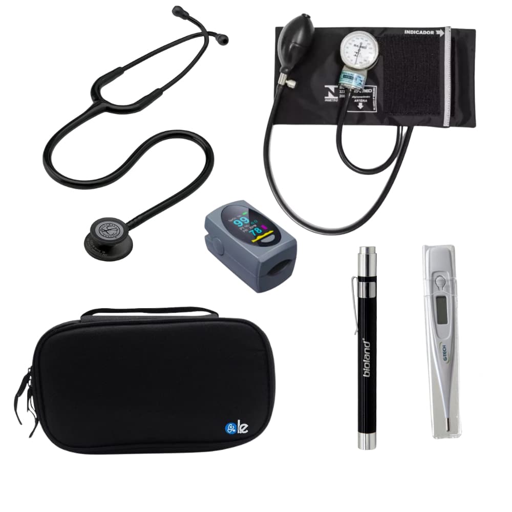 KIT Estetoscópio Littmann Classic III + Esfigmo + Case + Lanterna + Oxímetro + Termômetro - Cores Variadas