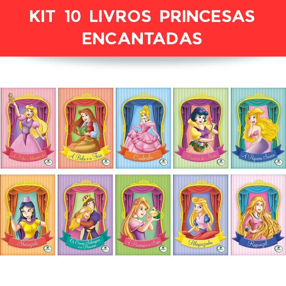 Kit 10 Livros O mundo Encantado das Princesas