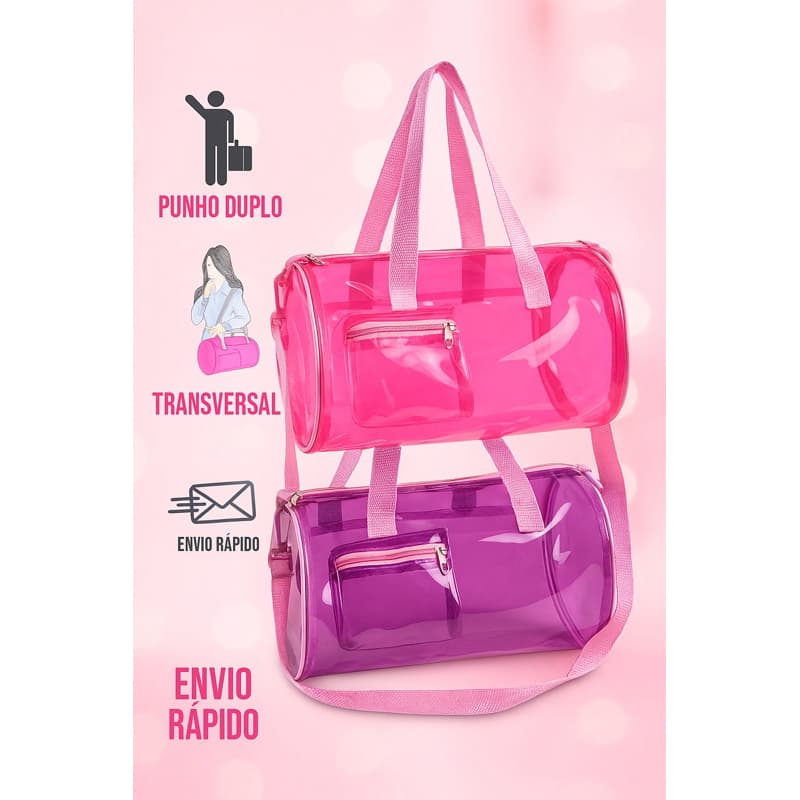 Bolsa Transparente (Maya) Mala Maleta Cristal Natação Praia Treino Academia Curso Passeio Adulto Infantil