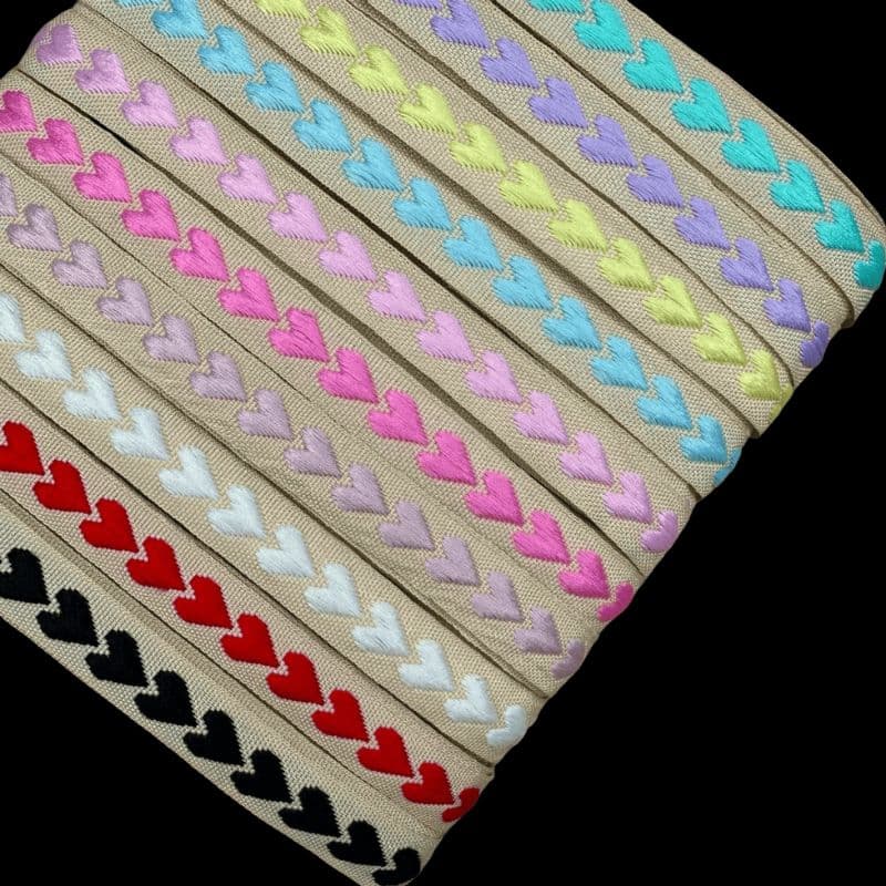 Fita Coração Bordada Corações Importada 10mm Customização Laços Tiaras DIY