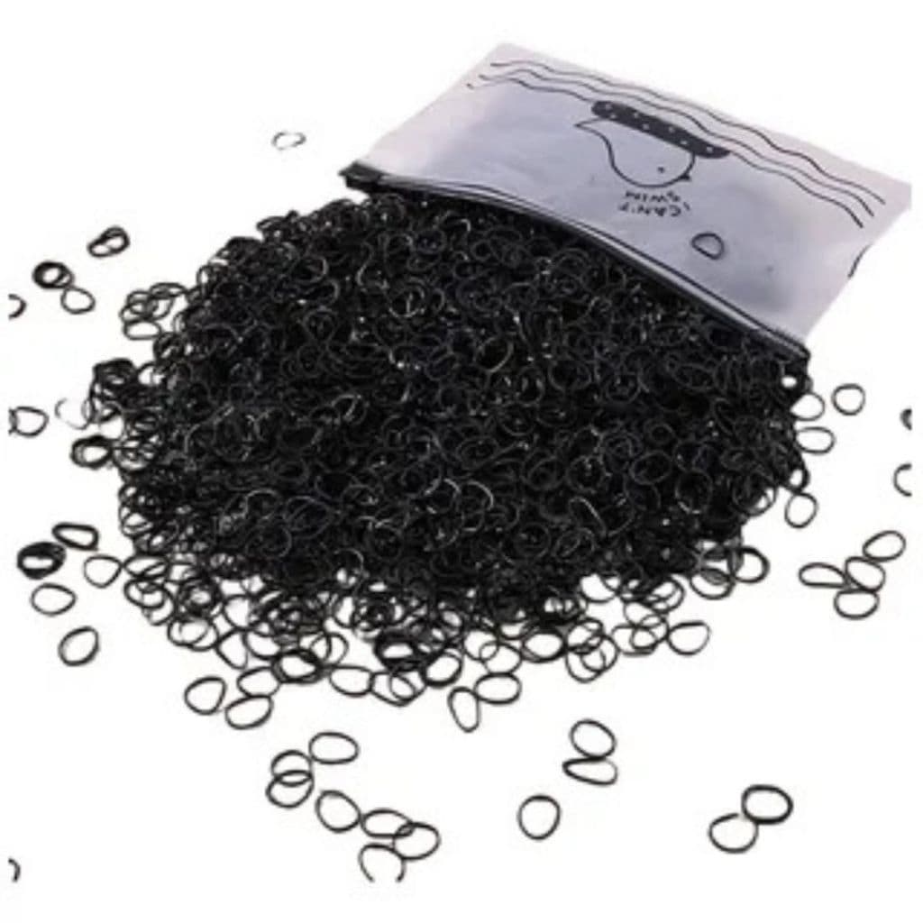 Kit 800/1.200/3.000 Peças Bolsa Elástico De Cabelo Feminino Descartável Preto