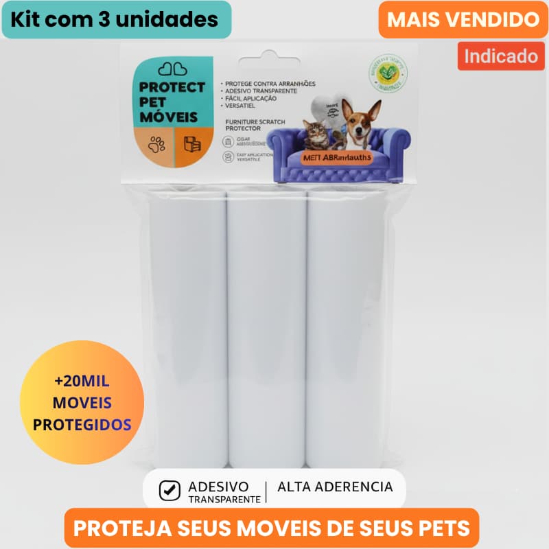 Kit 3 Rolos 9M Protetor Anti Arranhão Gatos | Adesivo Para Sofá, Móveis e Cantos | 1 a 4 Rolos