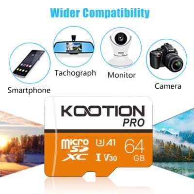 Cartão de Memoria Micro SD A1,V30,U3 Classe 10 - Kootion Pro 64 GB Original