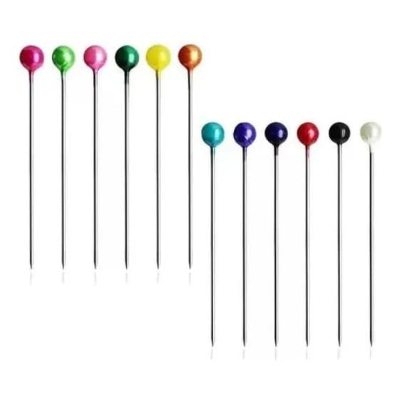 Alfinete de Cabeça Bola Colorida com 100 Unidades