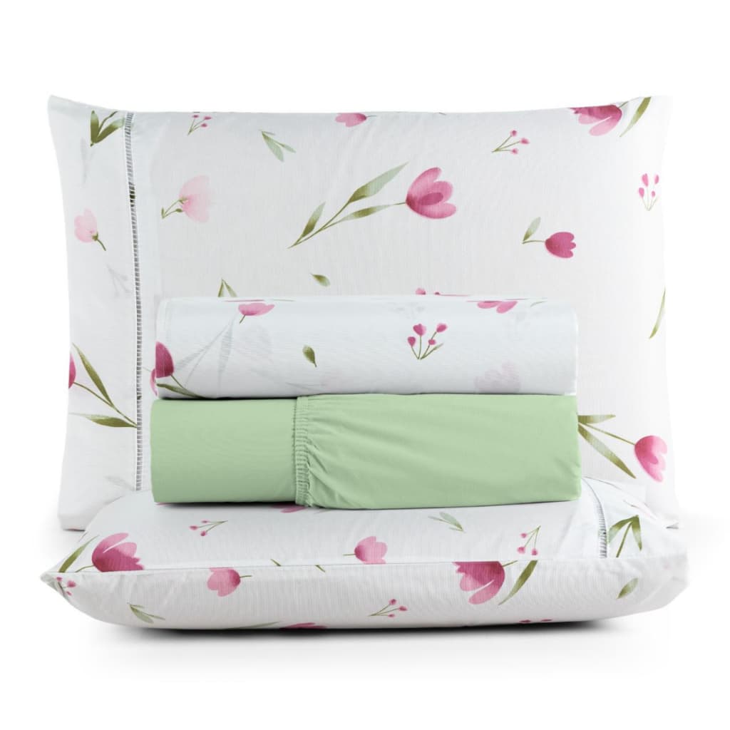 Jogo de Cama Lençol 4 peças 100% ALGODÃO Solteiro Casal Queen King