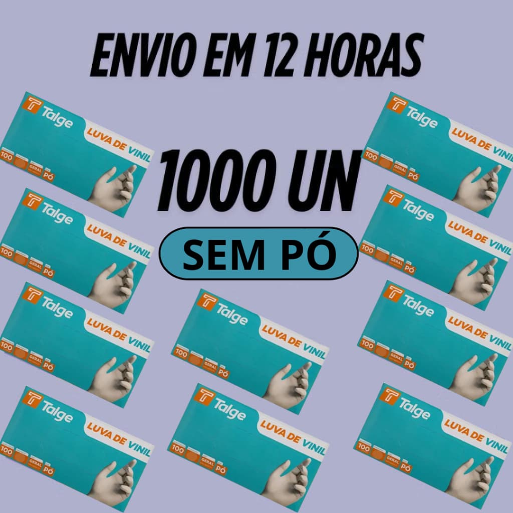 KIT Luva de Vinil S/PÓ Talge 1000 UNIDADES