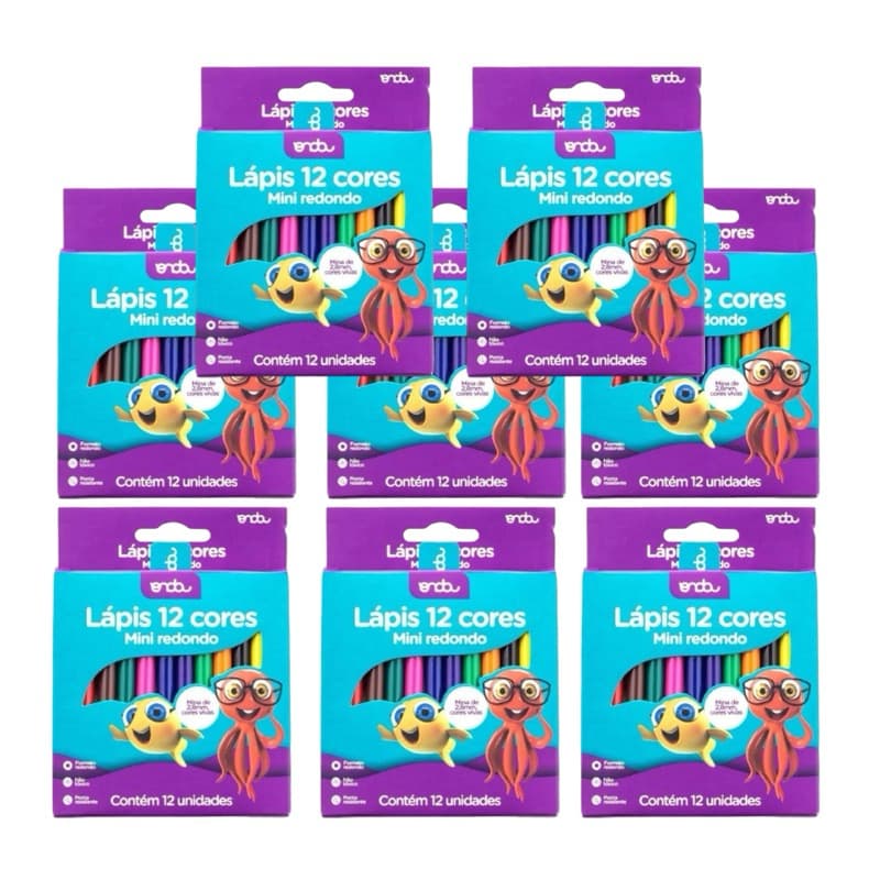 Kit 8 unidades Mini Lapis Leo leo 12 Cores