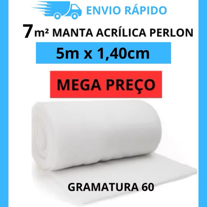 Kit com 7m² Manta Acrílica Perlon para Filtros de Aquários e Lagos - Tamanho 5m x 1,40m