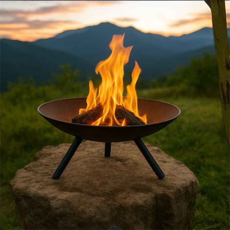 Lareira a Lenha Portátil 55cm em Aço Rústico – Ideal para Jardim, Varanda e Camping