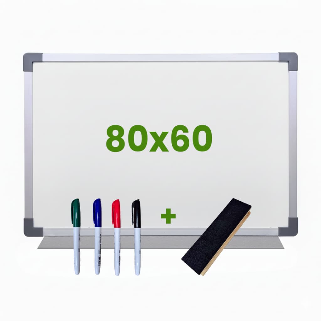 Lousa Quadro Escolar Branco Moldura MDF Aluminizado 80x60