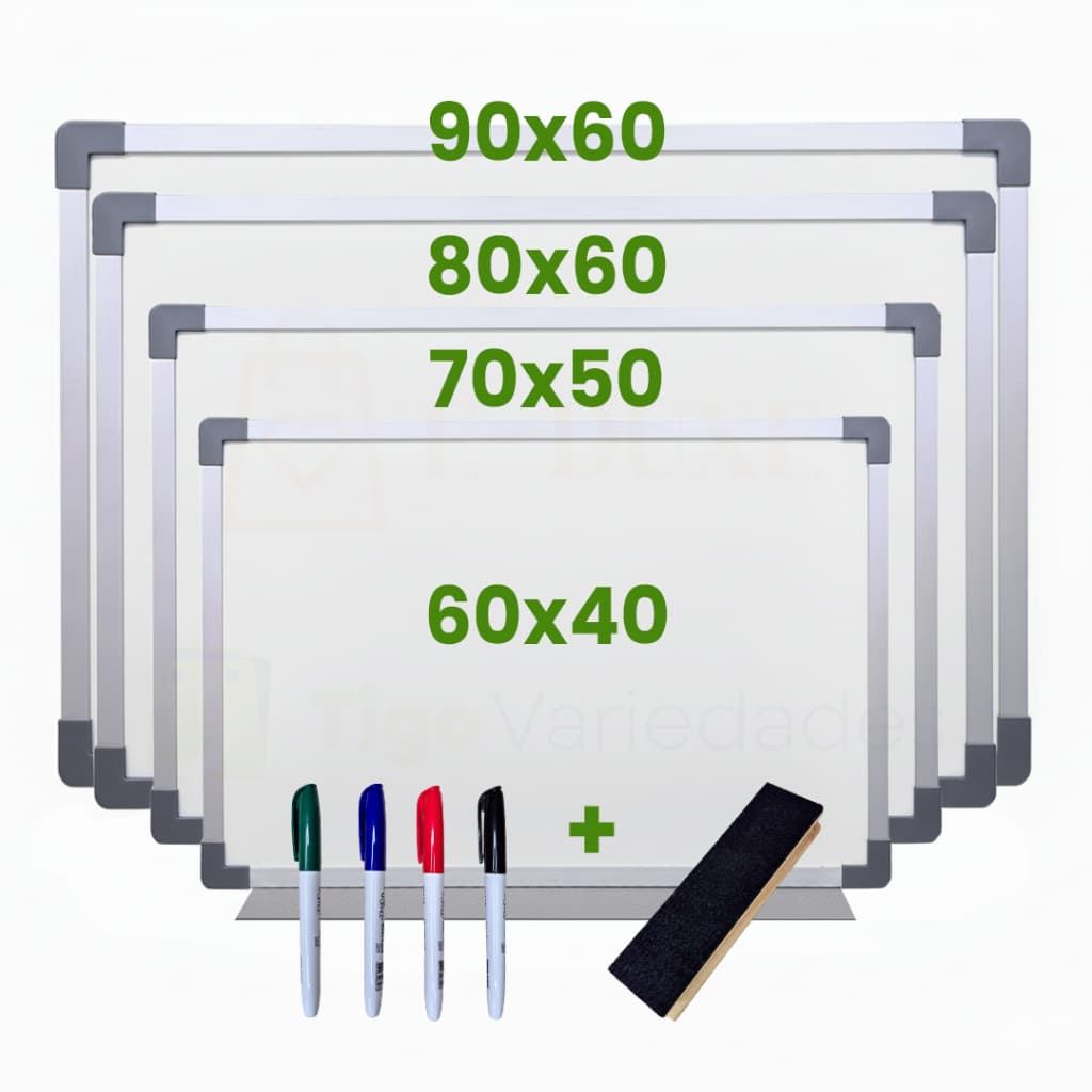 Lousa Quadro Escolar Branco Moldura MDF Aluminizado Souza