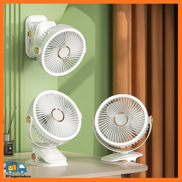 Ventilador de Mesa com Grampo 2 em 1 Portátil 720° com Clip 3 Velocidades 2000mAh Recarregável USB OIH-6010