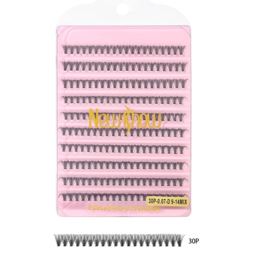 New Show KIT 200 Cílios Tufos Sem Nó 10P/20P30P/40P Extensão de Cilios Alongamento/PACOTE MÚLTIPLO