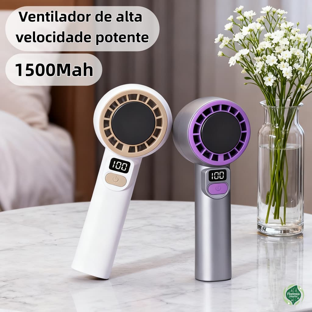 1500Mah Mini Ventilador Vento Forte 100 Velocidade Do Vento De Engrenagem Display Digital Ventilador Ajustável