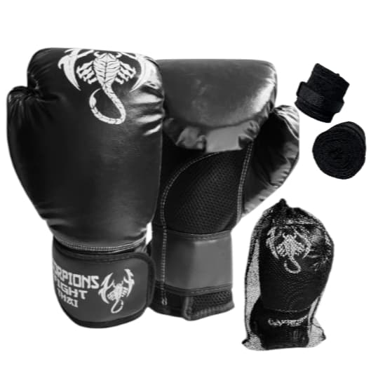 Luvas + Bandagem Muay Thai Boxe Kickcboxing Kit + Sacola Brinde