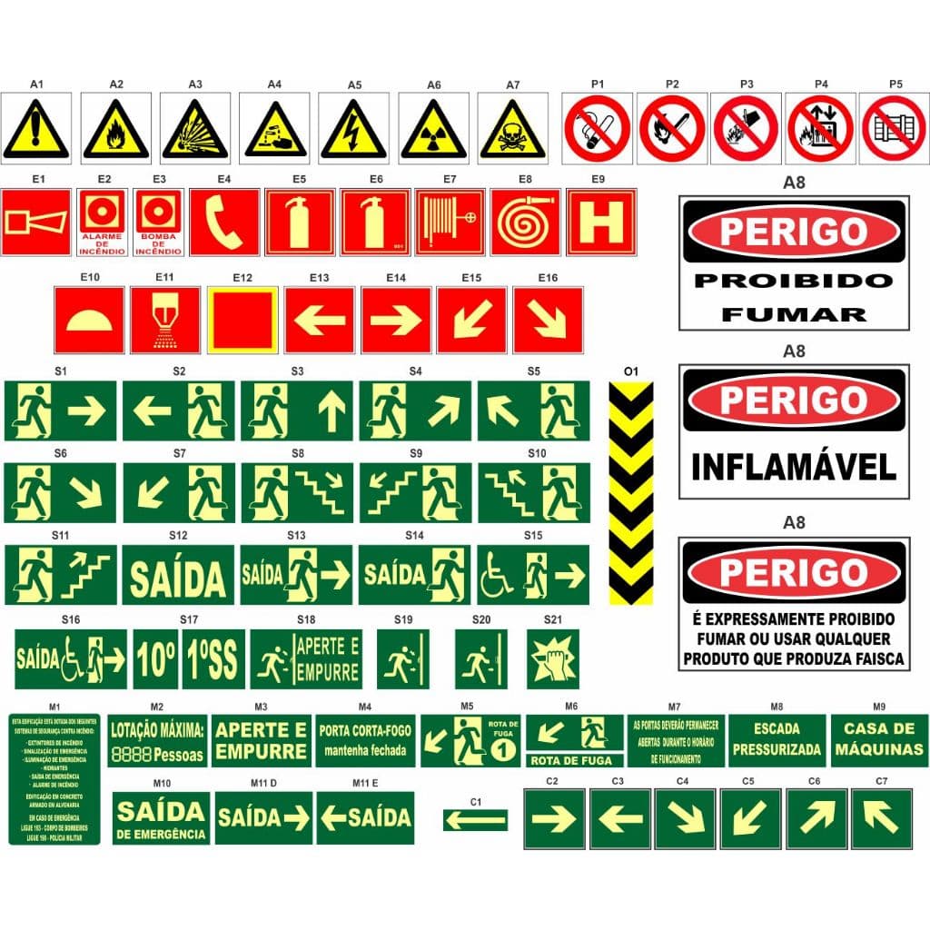 Placas Sinalização Rota De Fuga Fotoluminescentes tamanho 26x13 1mm