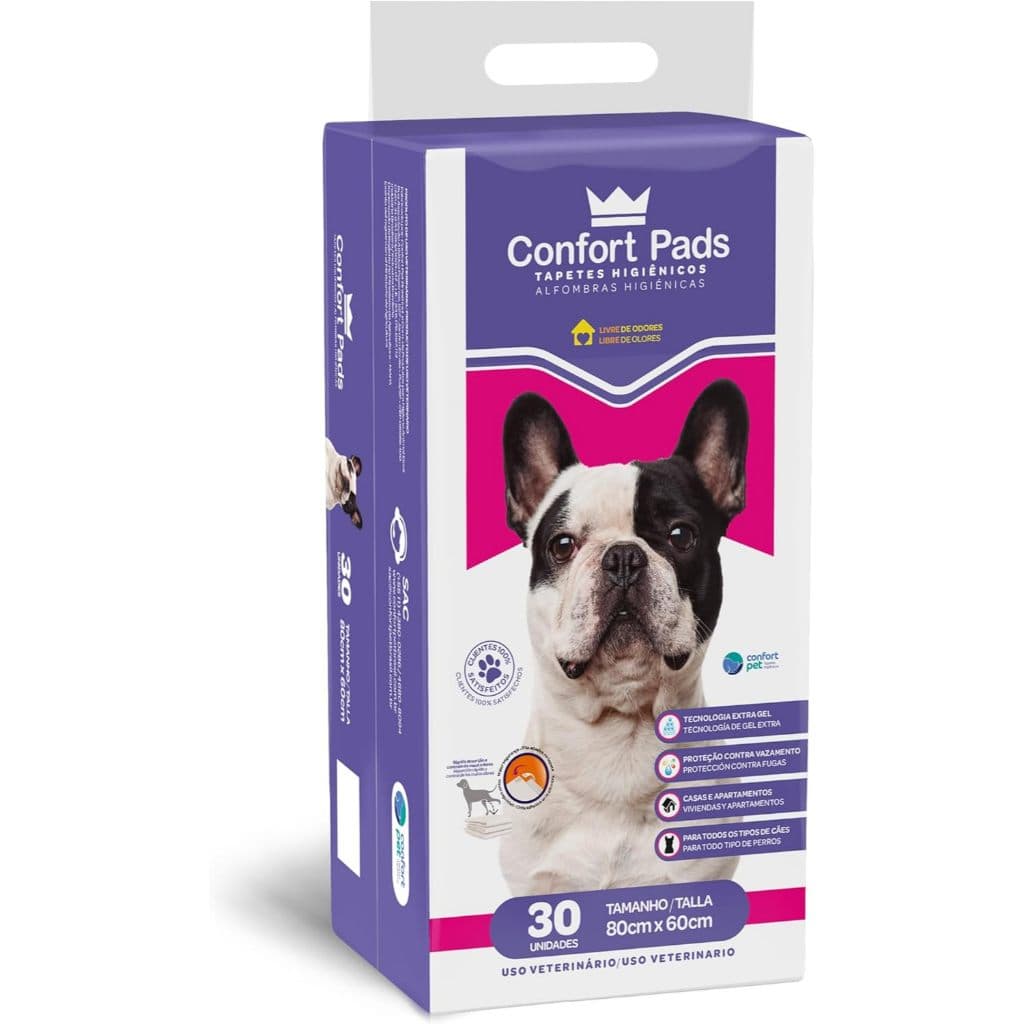 Tapete Higiênico para cães Confort Pads 80x60cm 30 unidades