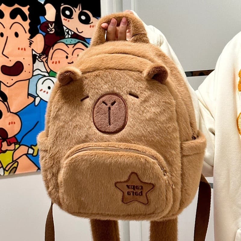 Mochila De Capivara com Formato de Pelúcia Fofa e Macia Kawaii Alta Qualidade