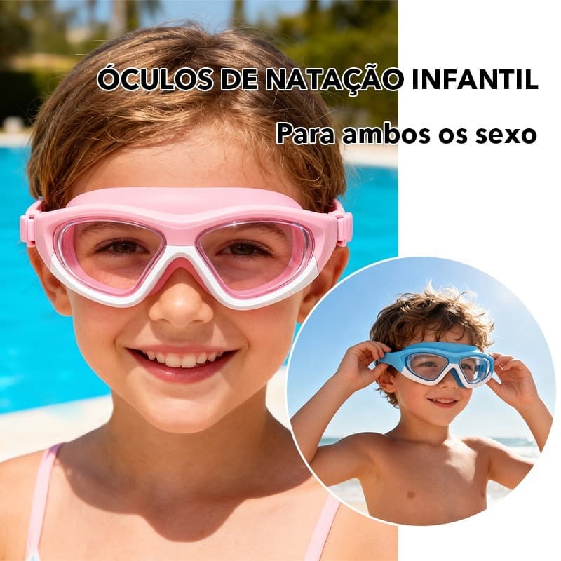 Óculos de Natação Infantil com Protetor de Orelha - À Prova d'Água, Antiembaçante e HD para Meninos e Meninas