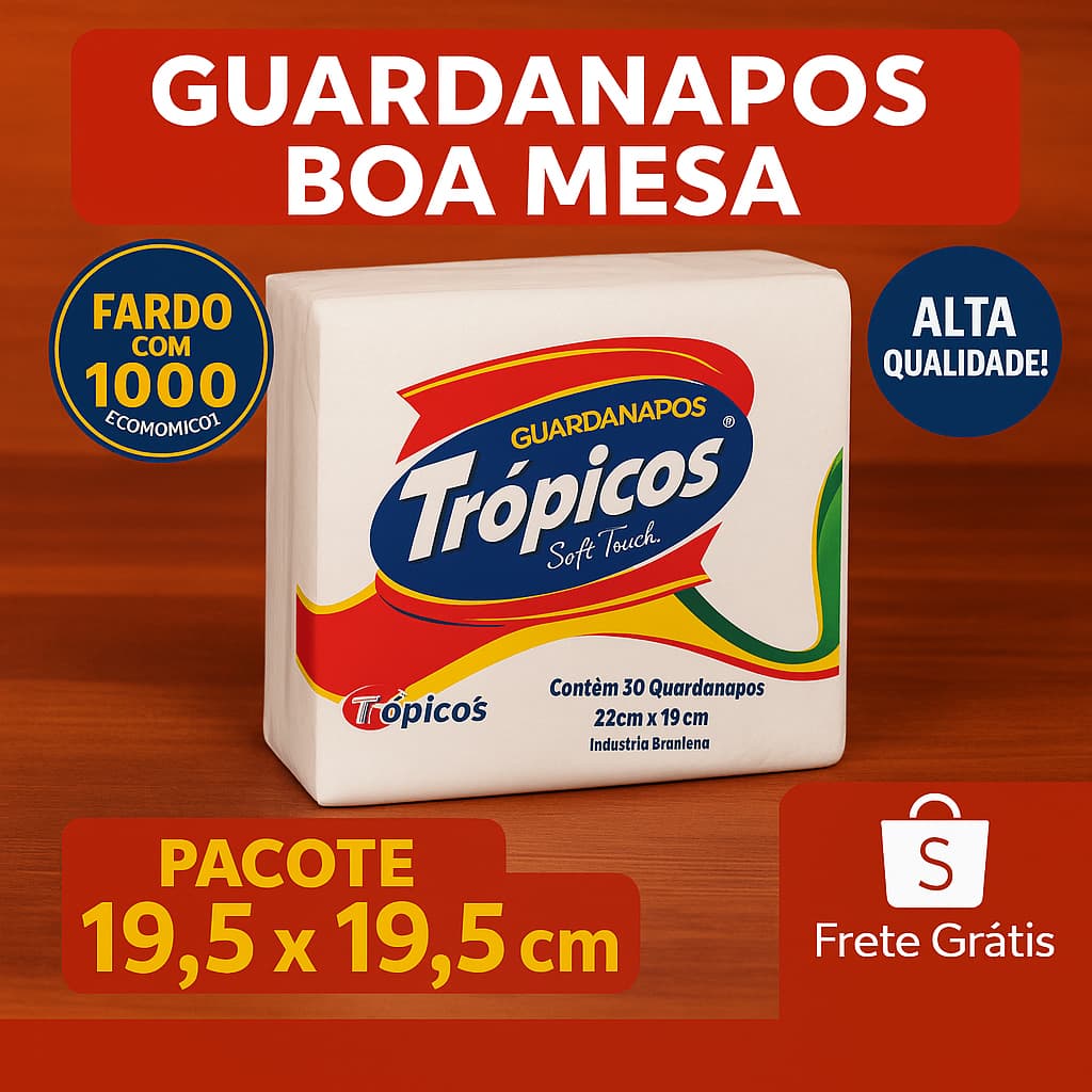 1000 GUARDANAPOS DE PAPEL (pcts com 50 uni) Perfeito para Festas ,Restaurantes e uso em Geral