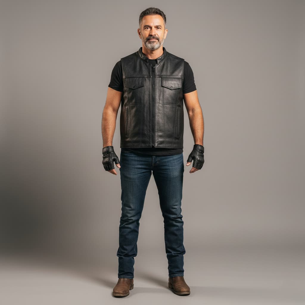 Colete de Couro Legítimo Motociclista 100% Bovino Direto da Fábrica First Racer Legend