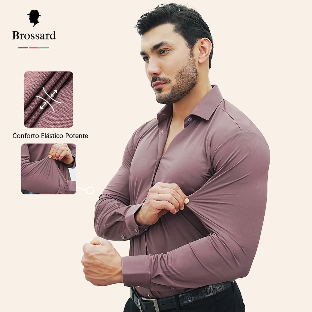 Camisa Social Masculina Slim fit Luxo Elastano Malha, Blusa Xadrez Não Amassa e Respirável Estilosa