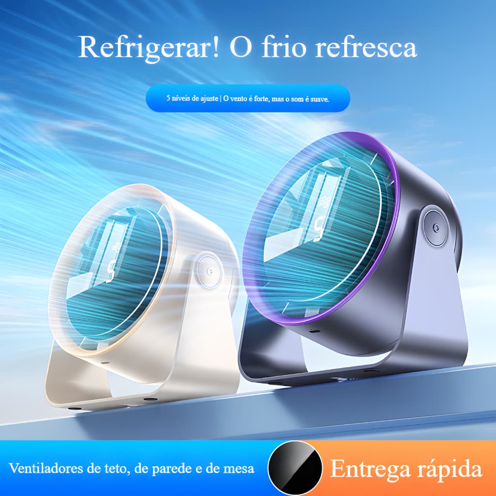 Ventilador Mesa 5 Níveis Display Digital 30dB USB Motor Sem Escova , Ultra Silencioso Para Escritório/Casa