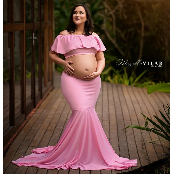 Vestido ciganinha para ensaio de gestante multiuso 2 em 1