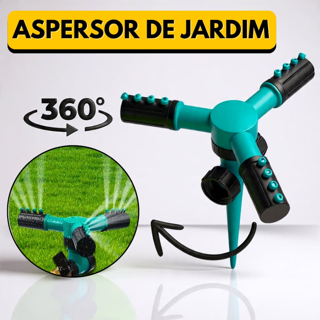 Aspersor Automatico Para Irrigação de Jardim Giratorio 360 Graus Horta Grama Irrigador Pulverizador Plantas Canteiro
