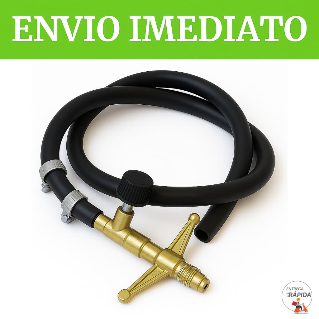 REGISTRO DE GÁS ALTA PRESSÃO COMPLETO COM MANGUEIRA - FOGÃO INDUSTRIAL