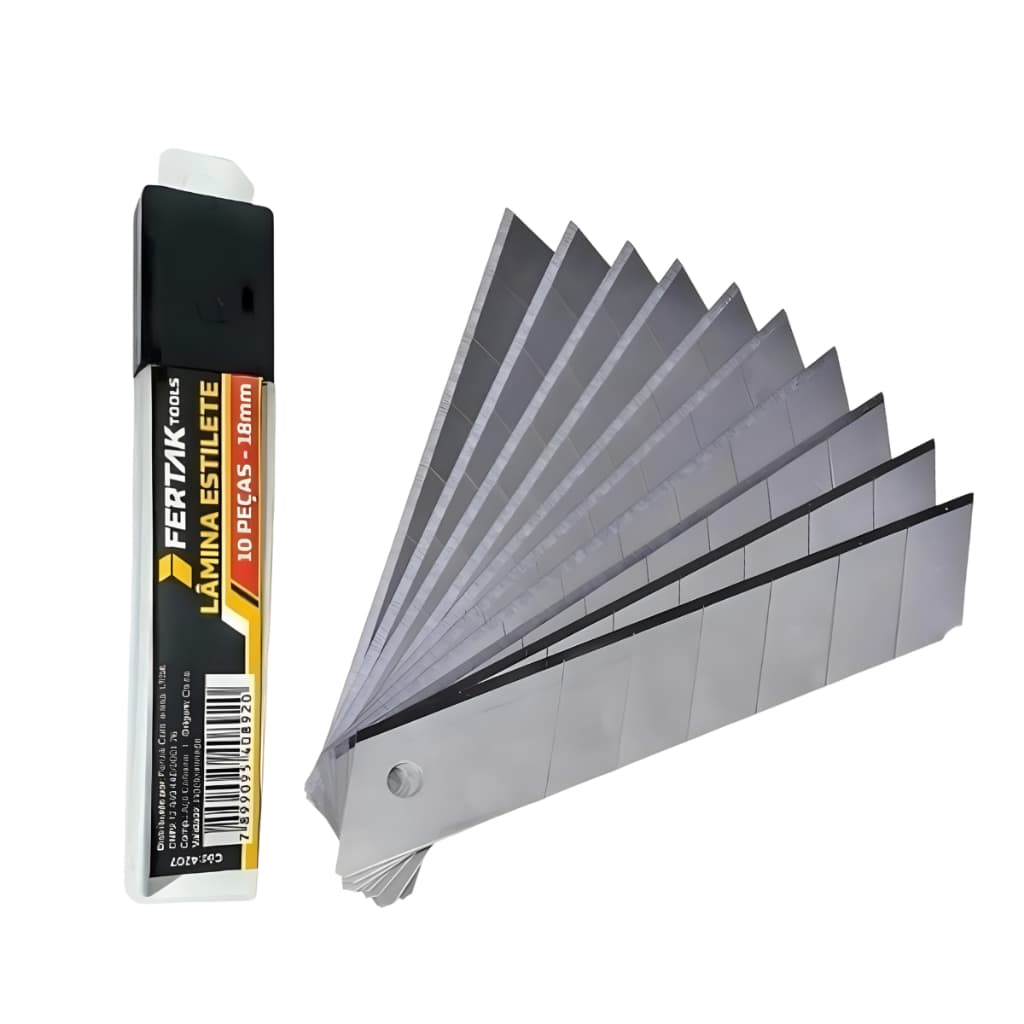 Kit Refil 100 Lâminas para Estilete 18mm Fertak Aço de Alta Qualidade e Corte Preciso