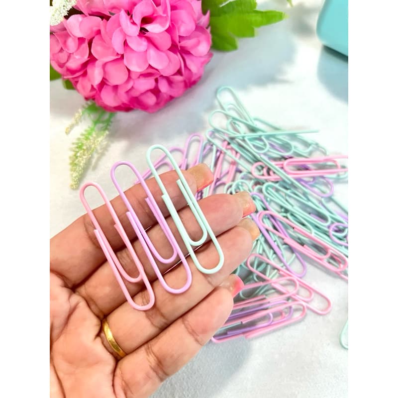Clips De Metal 50mm Tons Pastel Colorido Papelaria Artesanato