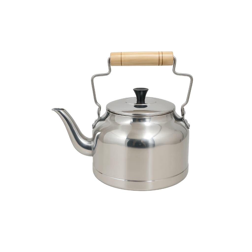 Chaleira Café, Leite, Chá de Alumínio Polido Cabo De Madeira Retro (2,9 Litros)