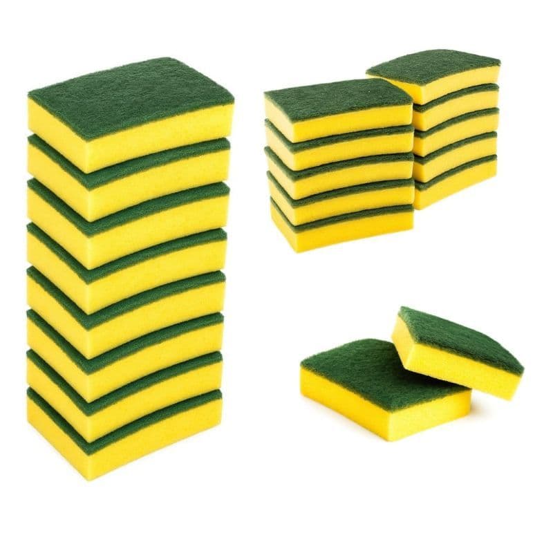 Kit 20 Esponjas Bucha De Pia Lava Louças Dupla Face Verde Amarela