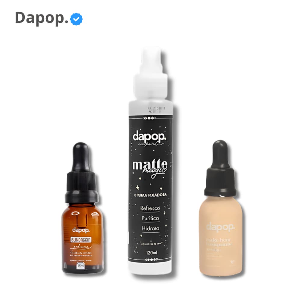 Kit Blindagem Poderosa + Base Flúida + Bruma Matte - Dapop