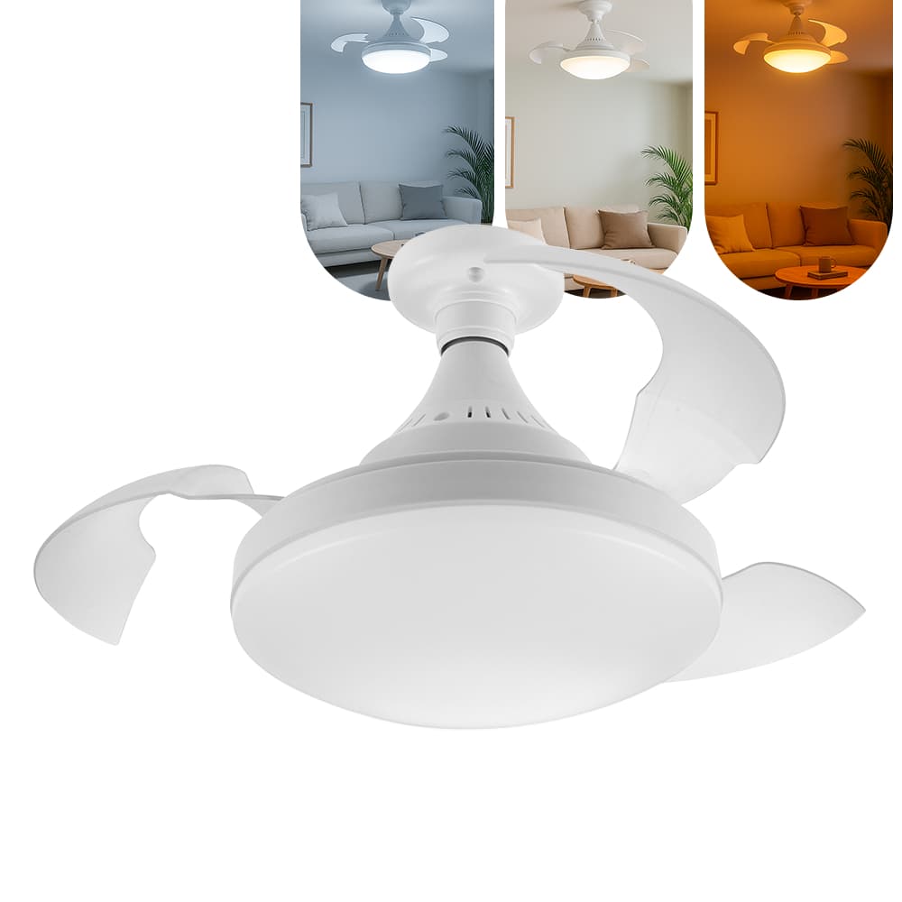 Ventilador De Teto Bivolt Retrátil Ajustável Com Luz Silencioso Vt03