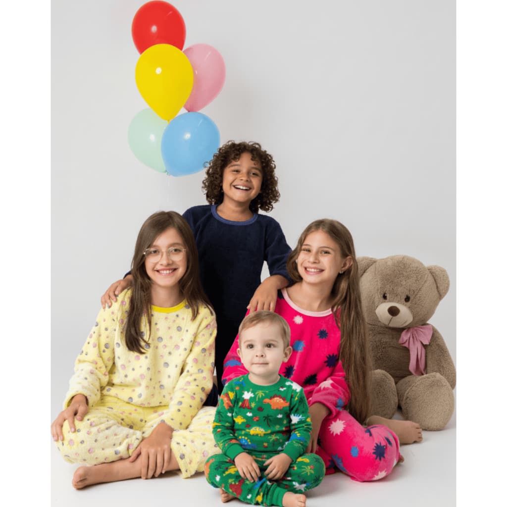 Pijama Fleece Confortável Quentinho Menino & Menina Roupa de Dormir Inverno