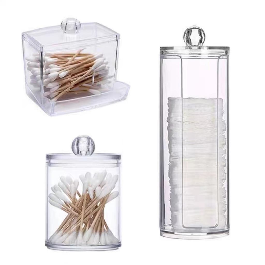 Kit Completo Porta Cotonete e Algodão 3 Peças - Organização Prática e Elegante para Seu Banheiro