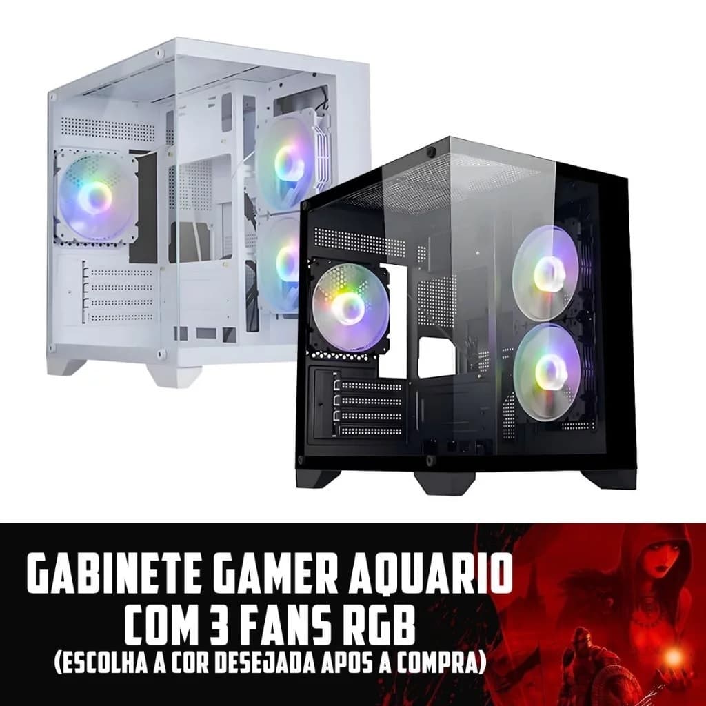 PC GAMER AMD RYZEN 5 5500, DDR4 16GB, NVME 500GB, GEFORCE RTX5060 8GB, GABINETE COM 3 FANS, Wi-Fi