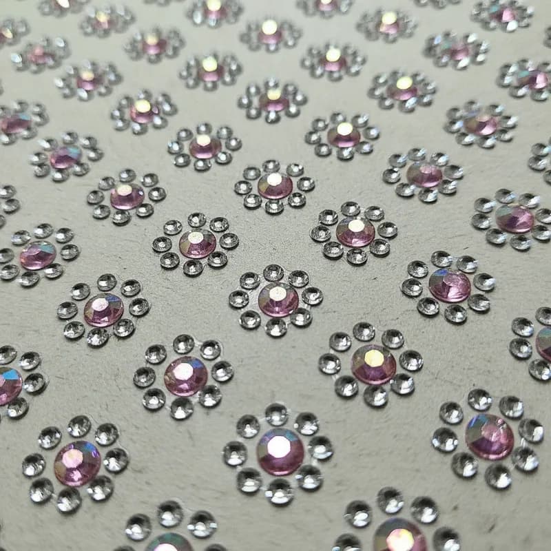 Cartela Adesiva Flor Strass para Pet Artesanato Cachorro Customização Furta Cor Rosa | Holográfico DIY Autocolante