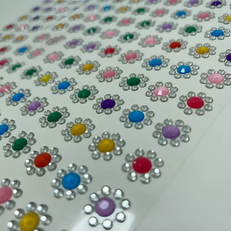 Cartela Adesiva Flor Strass para Pet Artesanato Cachorro Customização Autocolante Colorido