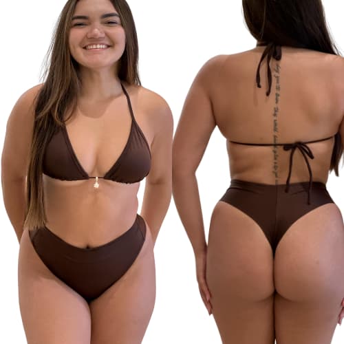 Biquíni Cortininha Feminino com Bojo Removível Cintura Alta Calcinha Modeladora Luxo