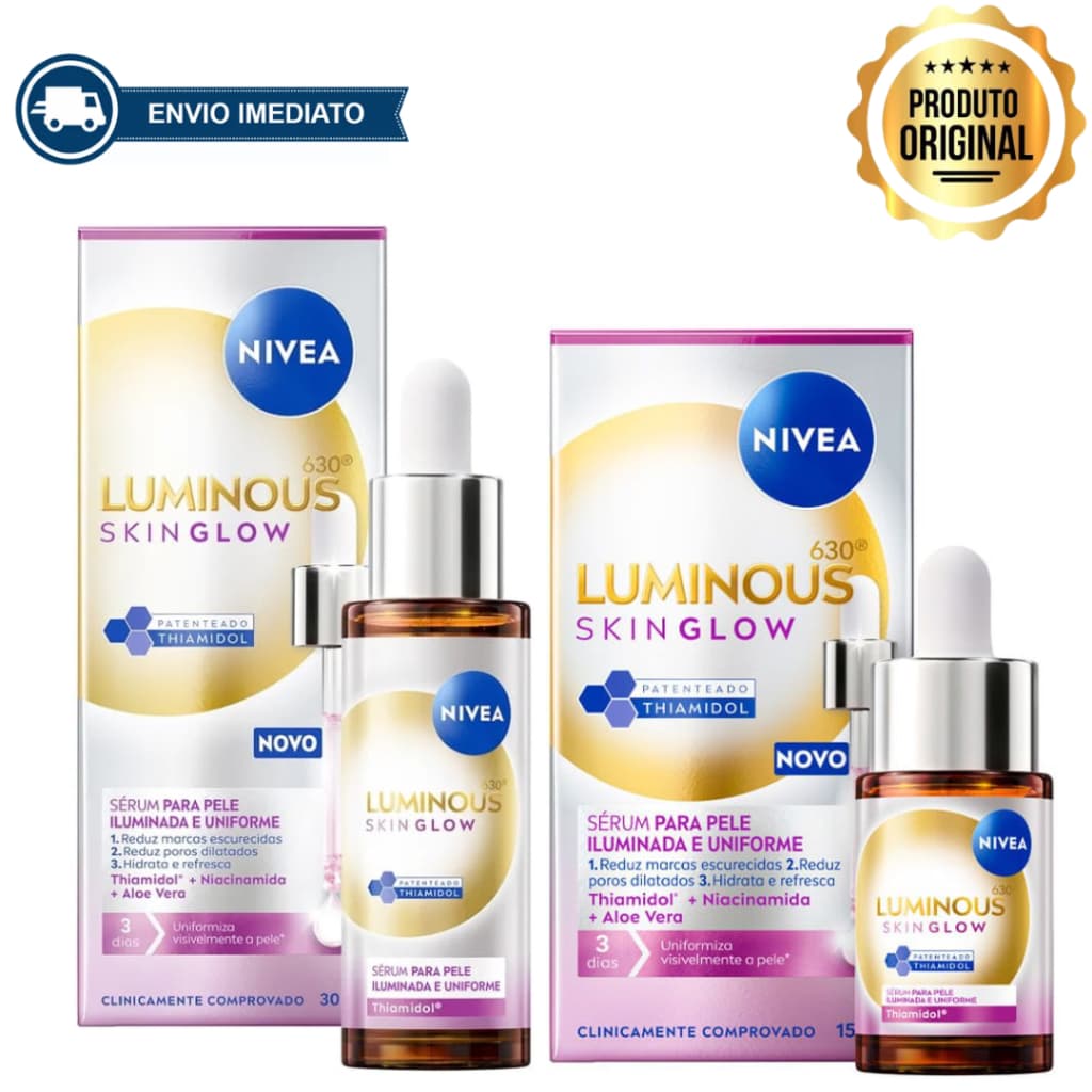 SÉRUM FACIAL NIVEA LUMINOUS 630 SKIN GLOW INSTANTÂNEO + HIDRATA + REDUZ MANCHAS ENVIO IMEDIATO