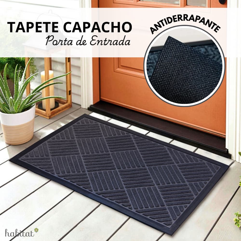 Tapete Capacho Porta de Entrada 40x60 e 45x75 Emborrachado Antiderrapante Decorativo Habitat